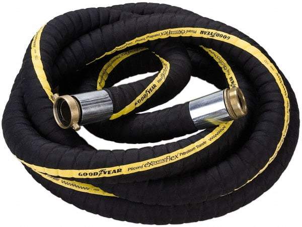 Alliance Hose & Rubber - 3" ID x 3-1/2" OD x 25' OAL, Male x Female Petroleum Transfer Hose - 200 Max Working psi, -40 to 200°F, 3" Bend Radius, 3" Fitting, Black - First Tool & Supply