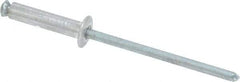 RivetKing - Dome Head Aluminum Peel Blind Rivet - Steel Mandrel, 1/8" to 0.354" Grip, 0.255" Head Diam, 0.129" Max Hole Diam, 0.551 to 0.590" Length Under Head, 1/8" Body Diam - First Tool & Supply