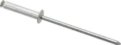 RivetKing - Dome Head Aluminum Peel Blind Rivet - Steel Mandrel, 1/8" to 0.433" Grip, 0.255" Head Diam, 0.129" Max Hole Diam, 0.630 to 0.669" Length Under Head, 1/8" Body Diam - First Tool & Supply