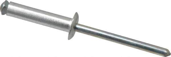 RivetKing - Dome Head Aluminum Peel Blind Rivet - Steel Mandrel, 0.188" to 0.63" Grip, 3/8" Head Diam, 0.196" Max Hole Diam, 0.827 to 0.865" Length Under Head, 3/16" Body Diam - First Tool & Supply