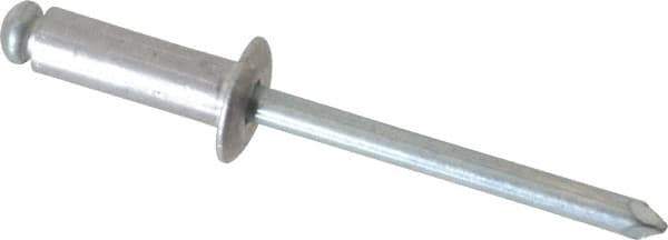 RivetKing - Dome Head Aluminum Peel Blind Rivet - Steel Mandrel, 0.157" to 0.315" Grip, 0.315" Head Diam, 0.165" Max Hole Diam, 0.472 to 0.511" Length Under Head, 5/32" Body Diam - First Tool & Supply