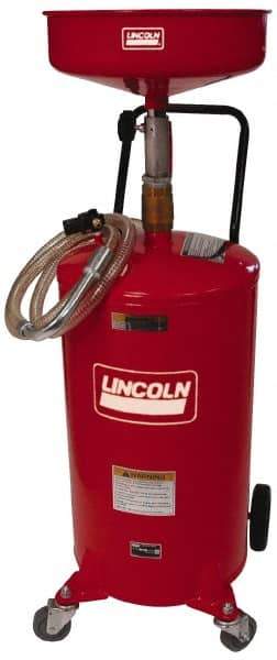 Lincoln - 18 Gal Pressurized Evacuation Drain Container with Casters - Red with 14" Bowl, 40" Long Hose - First Tool & Supply