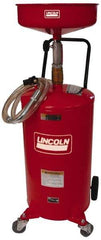 Lincoln - 18 Gal Pressurized Evacuation Drain Container with Casters - Red with 14" Bowl, 40" Long Hose - First Tool & Supply