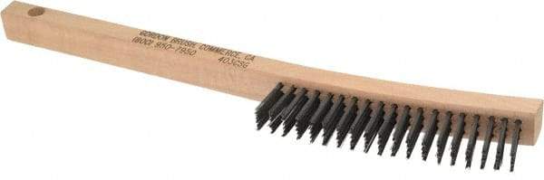 Gordon Brush - 3 Rows x 19 Columns Steel Scratch Brush - 13-3/4" OAL, 1-1/8" Trim Length, Wood Curved Handle - First Tool & Supply