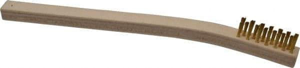 Gordon Brush - 3 Rows x 7 Columns Brass Plater's Brush - 7-3/4" OAL, 7/16" Trim Length, Wood Toothbrush Handle - First Tool & Supply