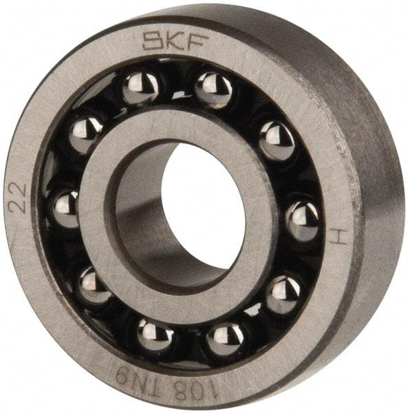 SKF - 8mm Bore Diam, 22mm OD, Open Self Aligning Radial Ball Bearing - 7mm Wide, 2 Rows, Round Bore, 126 Lb Static Capacity, 596 Lb Dynamic Capacity - First Tool & Supply