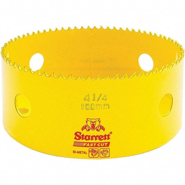 Starrett - 4-1/4" Diam, 1-5/8" Cutting Depth, Hole Saw - High Speed Steel Saw, Toothed Edge - First Tool & Supply