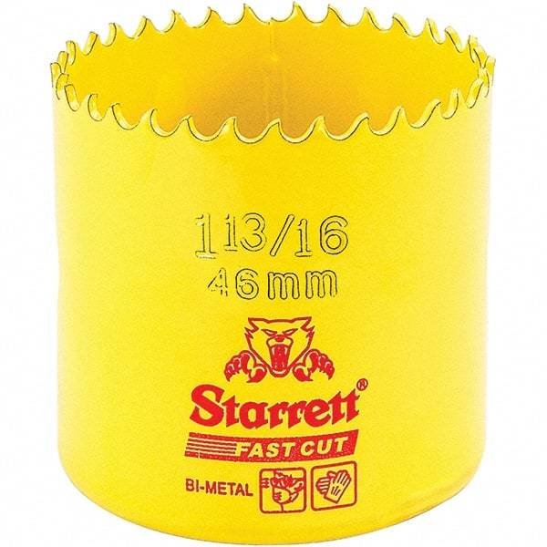 Starrett - 1-13/16" Diam, 1-5/8" Cutting Depth, Hole Saw - High Speed Steel Saw, Toothed Edge - First Tool & Supply