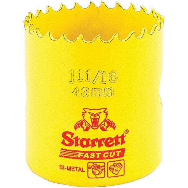 Starrett - 1-11/16" Diam, 1-5/8" Cutting Depth, Hole Saw - High Speed Steel Saw, Toothed Edge - First Tool & Supply