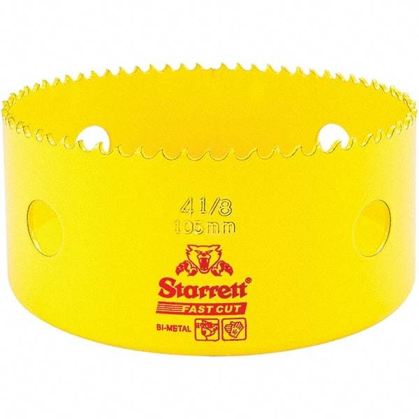 Starrett - 4-1/8" Diam, 1-5/8" Cutting Depth, Hole Saw - High Speed Steel Saw, Toothed Edge - First Tool & Supply