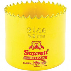 Starrett - 2-1/16" Diam, 1-5/8" Cutting Depth, Hole Saw - High Speed Steel Saw, Toothed Edge - First Tool & Supply