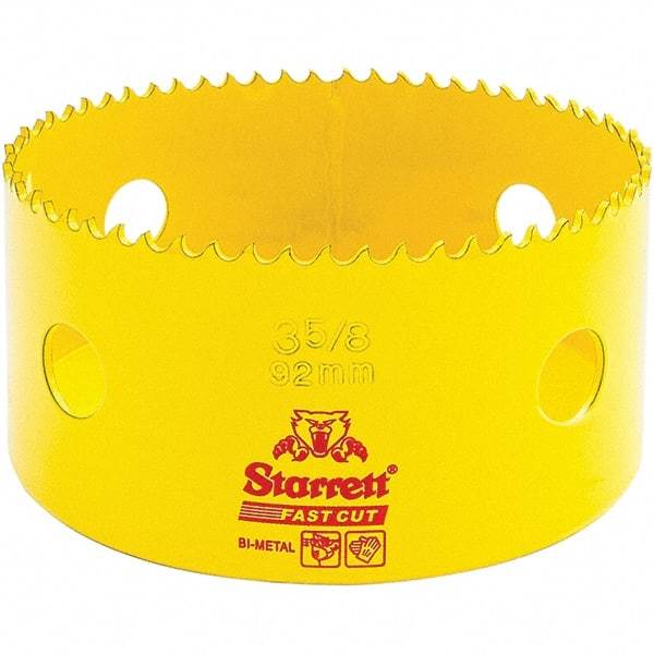 Starrett - 3-5/8" Diam, 1-5/8" Cutting Depth, Hole Saw - High Speed Steel Saw, Toothed Edge - First Tool & Supply