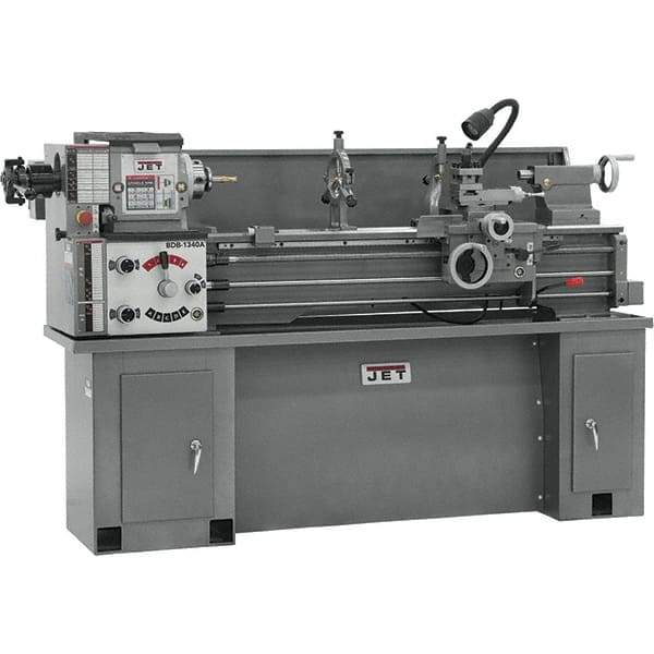 Jet - 13" Swing, 40" Between Centers, 230 Volt, Single Phase Bench Lathe - 5MT Taper, 2 hp, 60 to 1,240 RPM, 1-3/8" Bore Diam, 30" Deep x 29-1/2" High x 76-1/2" Long - First Tool & Supply