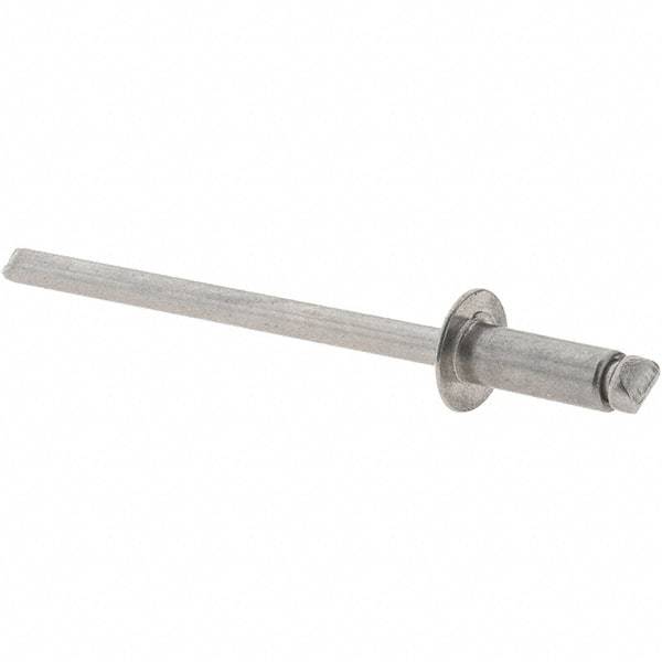 Value Collection - Size 43 Dome Head Stainless Steel Open End Blind Rivet - Stainless Steel Mandrel, 0.126" to 0.187" Grip, 1/4" Head Diam, 0.129" to 0.133" Hole Diam, 0.337" Length Under Head, 1/8" Body Diam - First Tool & Supply