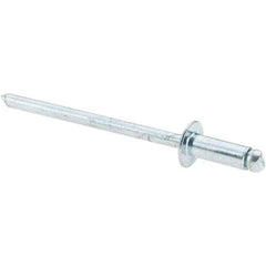 Value Collection - Size 43 Dome Head Steel Open End Blind Rivet - Steel Mandrel, 0.126" to 0.187" Grip, 1/4" Head Diam, 0.129" to 0.133" Hole Diam, 0.337" Length Under Head, 1/8" Body Diam - First Tool & Supply