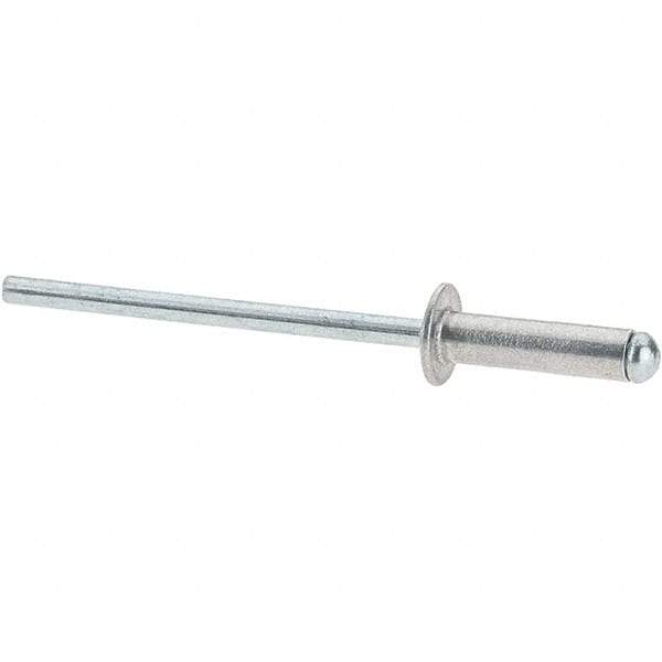 Value Collection - Size 45 Dome Head Aluminum Open End Blind Rivet - Steel Mandrel, 0.251" to 0.312" Grip, 1/4" Head Diam, 0.129" to 0.133" Hole Diam, 0.462" Length Under Head, 1/8" Body Diam - First Tool & Supply