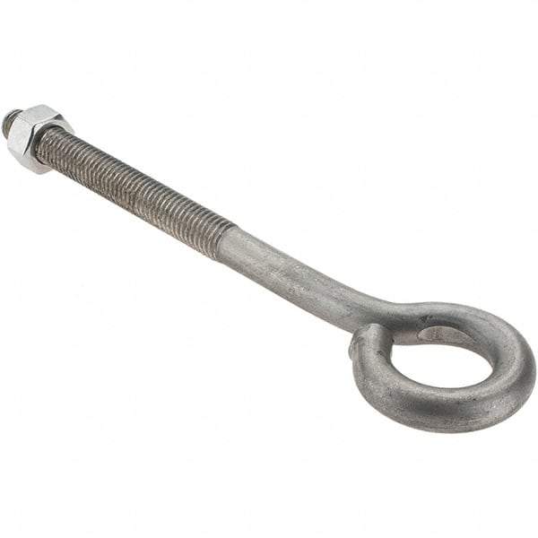 Value Collection - 1/2-13, Stainless Steel Wire Turned Open Eye Bolt - 4" Thread Length, 1" ID, 6" Shank Length - First Tool & Supply