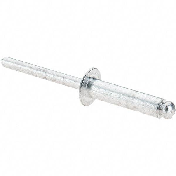 Value Collection - Size 812 Dome Head Aluminum Open End Blind Rivet - Aluminum Mandrel, 0.626" to 3/4" Grip, 1/2" Head Diam, 0.257" to 0.261" Hole Diam, 1" Length Under Head, 1/4" Body Diam - First Tool & Supply