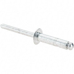 Value Collection - Size 812 Dome Head Aluminum Open End Blind Rivet - Aluminum Mandrel, 0.626" to 3/4" Grip, 1/2" Head Diam, 0.257" to 0.261" Hole Diam, 1" Length Under Head, 1/4" Body Diam - First Tool & Supply