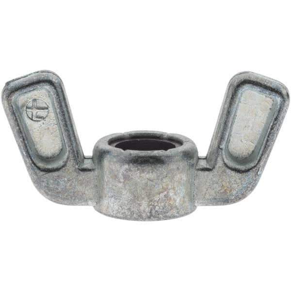 Value Collection - 3/8-16 UNC, Zinc Plated, Zinc Alloy Nylon-Insert Locking Wing Nut - Grade 2, 1-1/2" Wing Span, 0.718" Wing Span - First Tool & Supply