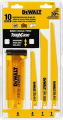 DeWALT - 10 Pieces, 6" to 9" Long x 0.04" Thickness, Bi-Metal Reciprocating Saw Blade Set - Straight Profile, 6 to 18 Teeth, Toothed Edge - First Tool & Supply