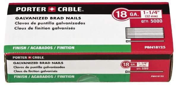 Porter-Cable - 18 Gauge 1-3/4" Long Brad Nails for Power Nailers - Grade 2 Steel, Galvanized Finish, Straight Stick Collation, Brad Head, Chisel Point - First Tool & Supply