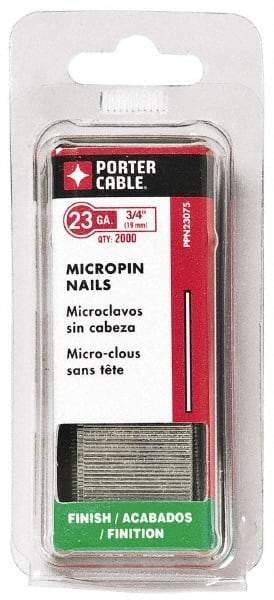 Porter-Cable - 23 Gauge 5/8" Long Pin Nails for Power Nailers - Grade 2 Steel, Galvanized Finish, Straight Stick Collation, Chisel Point - First Tool & Supply