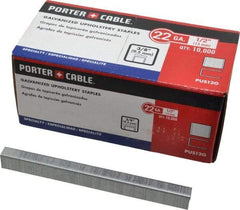 Porter-Cable - 1/2" Long x 3/8" Wide, 22 Gauge Crowned Construction Staple - Grade 2 Steel, Galvanized Finish - First Tool & Supply