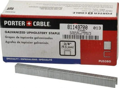 Porter-Cable - 3/8" Long x 3/8" Wide, 22 Gauge Crowned Construction Staple - Grade 2 Steel, Galvanized Finish - First Tool & Supply