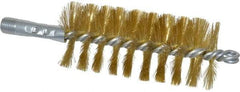 Schaefer Brush - 4-1/2" Brush Length, 2" Diam, Double Stem, Single Spiral Tube Brush - 8" Long, Brass, 1/4" NPSM Male Connection - First Tool & Supply