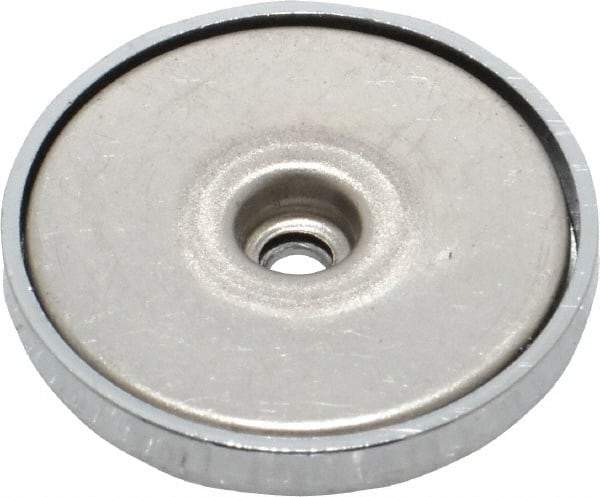 Mag-Mate - 1.24" Diam, 3/16" Cup Height, 3/16" Overall Height, 35 Lb Average Pull Force, 35 Lb Max Pull Force, Neodymium Rare Earth Cup Magnet - Through Hole Style, 1/8" Cup ID, 1/4" Magnet ID, Galvanized - First Tool & Supply