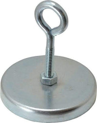 Mag-Mate - 2.63" Diam, 3/8" Cup Height, 2-1/4" Overall Height, 100 Lb Average Pull Force, 100 Lb Max Pull Force, Neodymium Rare Earth Cup Magnet - Loop Style, 1/2" Loop ID, Galvanized - First Tool & Supply