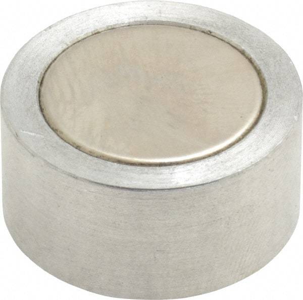 Mag-Mate - 1/4-20 Thread, 1" Diam, 1/2" High, 3.75 Lb Average Pull Force, Neodymium Rare Earth Pot Magnet - 1/4" Tapped Hole Depth, Nickel Plated, Aluminum Insulated - First Tool & Supply