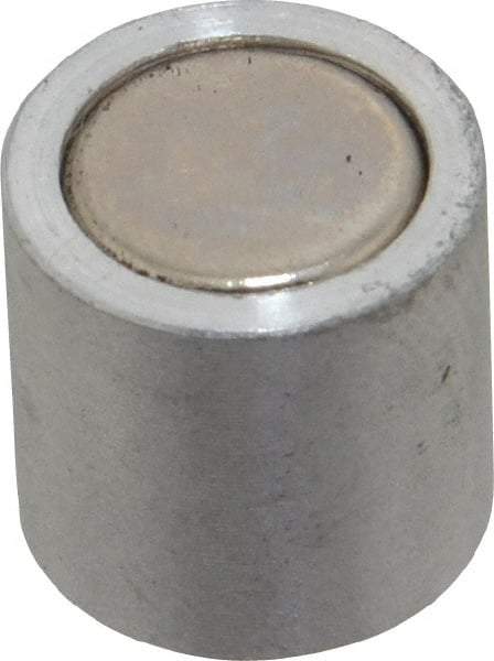 Mag-Mate - 10-24 Thread, 1/2" Diam, 1/2" High, 1.33 Lb Average Pull Force, Neodymium Rare Earth Pot Magnet - 1/4" Tapped Hole Depth, Nickel Plated, Aluminum Insulated - First Tool & Supply