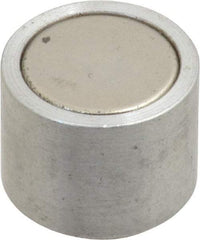 Mag-Mate - 10-24 Thread, 5/8" Diam, 1/2" High, 2.18 Lb Average Pull Force, Neodymium Rare Earth Pot Magnet - 1/4" Tapped Hole Depth, Nickel Plated, Aluminum Insulated - First Tool & Supply