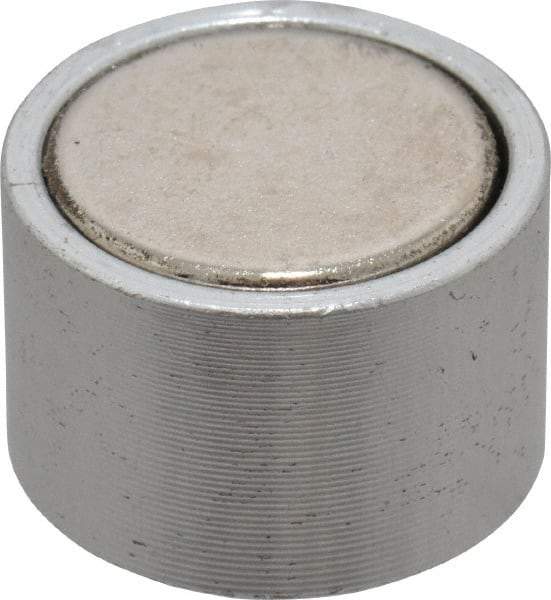 Mag-Mate - 10-24 Thread, 3/4" Diam, 1/2" High, 3 Lb Average Pull Force, Neodymium Rare Earth Pot Magnet - 1/4" Tapped Hole Depth, Nickel Plated, Aluminum Insulated - First Tool & Supply