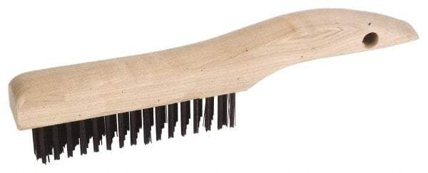 Weiler - 2 Rows x 17 Columns Steel Scratch Brush - 5" Brush Length, 10" OAL, 1-3/16" Trim Length, Wood Shoe Handle - First Tool & Supply