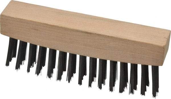 Weiler - 3 Rows x 15 Columns Steel Scratch Brush - 4-1/2" Brush Length, 4-5/8" OAL, 1-1/8" Trim Length, Wood Straight Handle - First Tool & Supply
