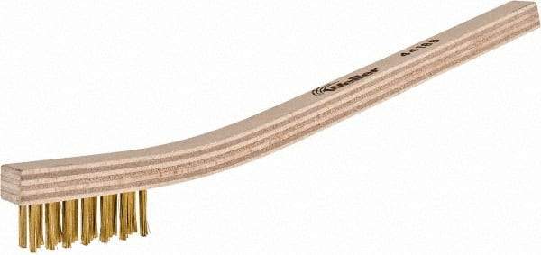 Weiler - 3 Rows x 7 Columns Brass Scratch Brush - 7-1/2" OAL, 1/2" Trim Length, Wood Toothbrush Handle - First Tool & Supply