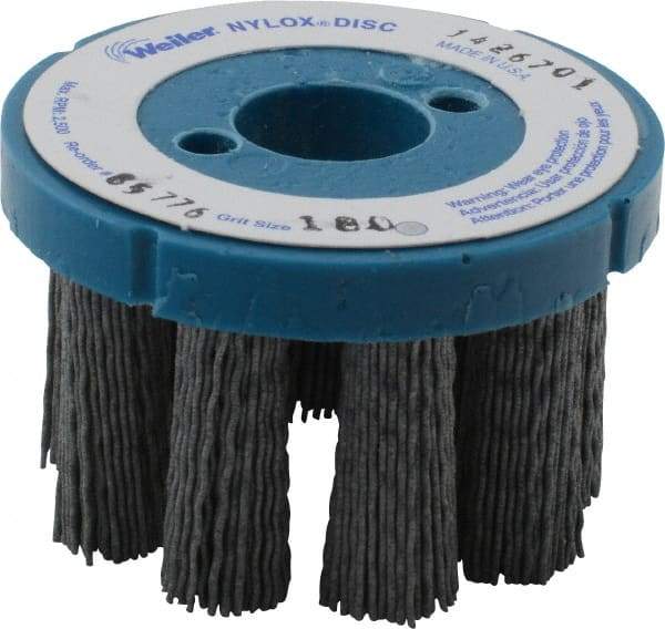 Weiler - 3" 180 Grit Silicon Carbide Crimped Disc Brush - Very Fine Grade, Plain Hole Connector, 1-1/2" Trim Length, 7/8" Arbor Hole - First Tool & Supply