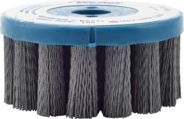 Weiler - 4" 180 Grit Silicon Carbide Crimped Disc Brush - Very Fine Grade, Plain Hole Connector, 1-1/2" Trim Length, 7/8" Arbor Hole - First Tool & Supply