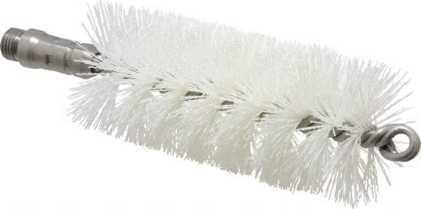 Schaefer Brush - 4-1/2" Long x 2" Diam Nylon Tube Brush - Single Spiral, 7" OAL, 0.022" Filament Diam, 1/4" Shank Diam - First Tool & Supply