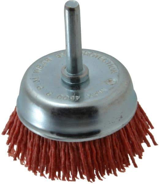 Value Collection - 2" Diam, 1/4" Hole Size Straight Wire Nylon Cup Brush - Coarse Grade, 4,500 Max RPM - First Tool & Supply