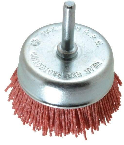 Value Collection - 3" Diam, 1/4" Hole Size Straight Wire Nylon Cup Brush - Coarse Grade, 4,500 Max RPM - First Tool & Supply