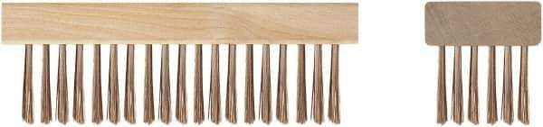Ampco - 19 Rows x 6 Columns Bronze Scratch Brush - 7-1/4" OAL, 1-3/4" Trim Length, Wood Straight Handle - First Tool & Supply