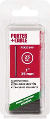 Porter-Cable - 23 Gauge 1" Long Pin Nails for Power Nailers - Steel, Galvanized Finish, Straight Stick Collation, Chisel Point - First Tool & Supply