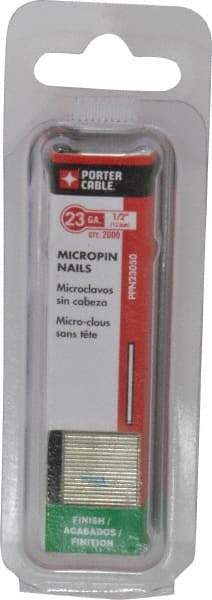 Porter-Cable - 23 Gauge 1/2" Long Pin Nails for Power Nailers - Steel, Galvanized Finish, Straight Stick Collation, Chisel Point - First Tool & Supply