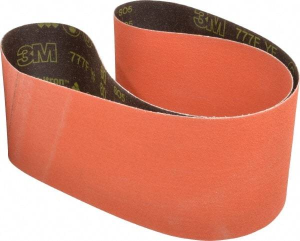 3M - 6" Wide x 60" OAL, 60 Grit, Ceramic Abrasive Belt - Ceramic, Medium, Coated, YF Weighted Cloth Backing, Wet/Dry, Series 777F - First Tool & Supply