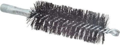 Schaefer Brush - 4-1/2" Brush Length, 1-3/4" Diam, Double Stem, Double Spiral Tube Brush - 7-1/2" Long, Tempered Steel Wire, 1/4" NPT Male Connection - First Tool & Supply