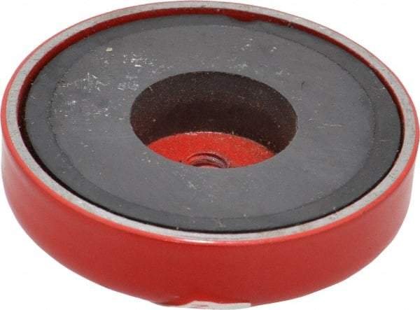 Value Collection - 10-24 Tap, 9 kg Average Pull Force, 1-3/4" Diam, 3/8" High, Ceramic Pot Magnet - Red, 0.34" Countersunk Hole - First Tool & Supply